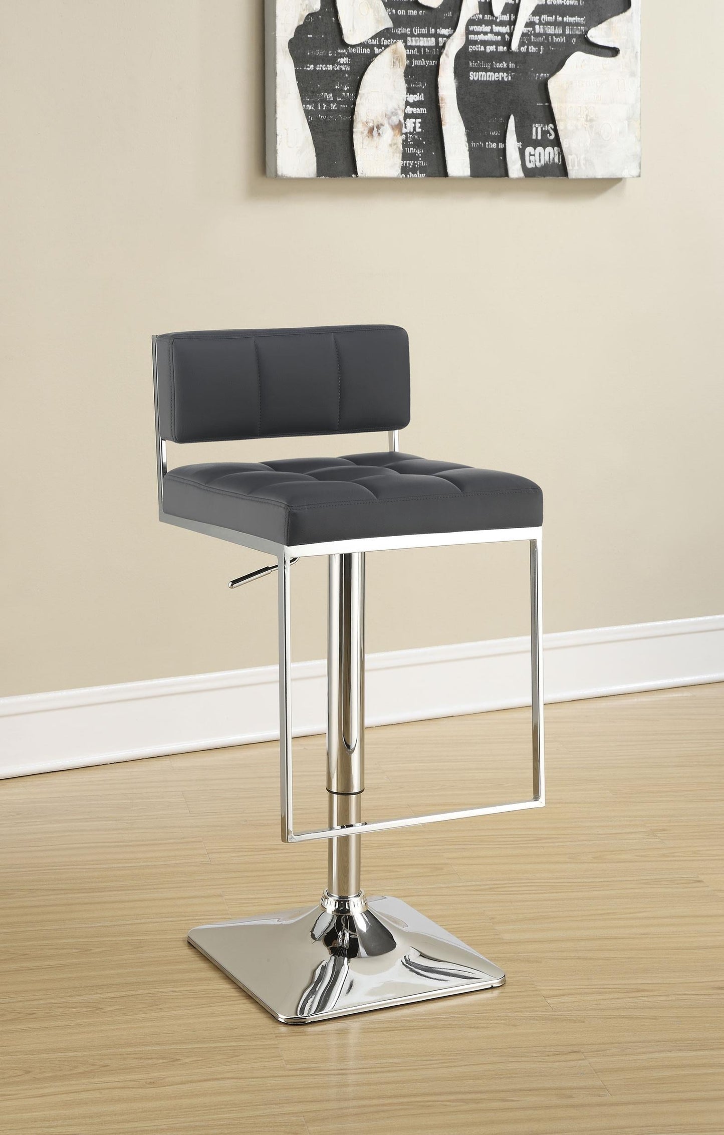 Tabouret de bar réglable Alameda, chrome et gris