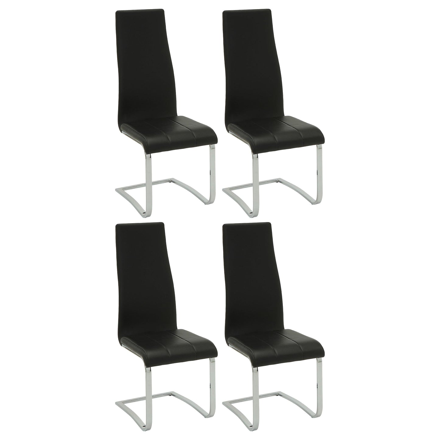 Chaises de salle à manger Montclair à dossier haut, noir et chrome (lot de 4)