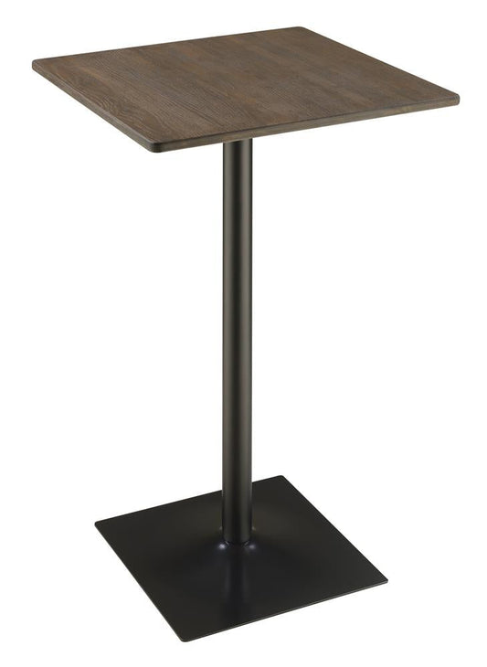 Table de bar carrée Cavalier en érable foncé et noir mat
