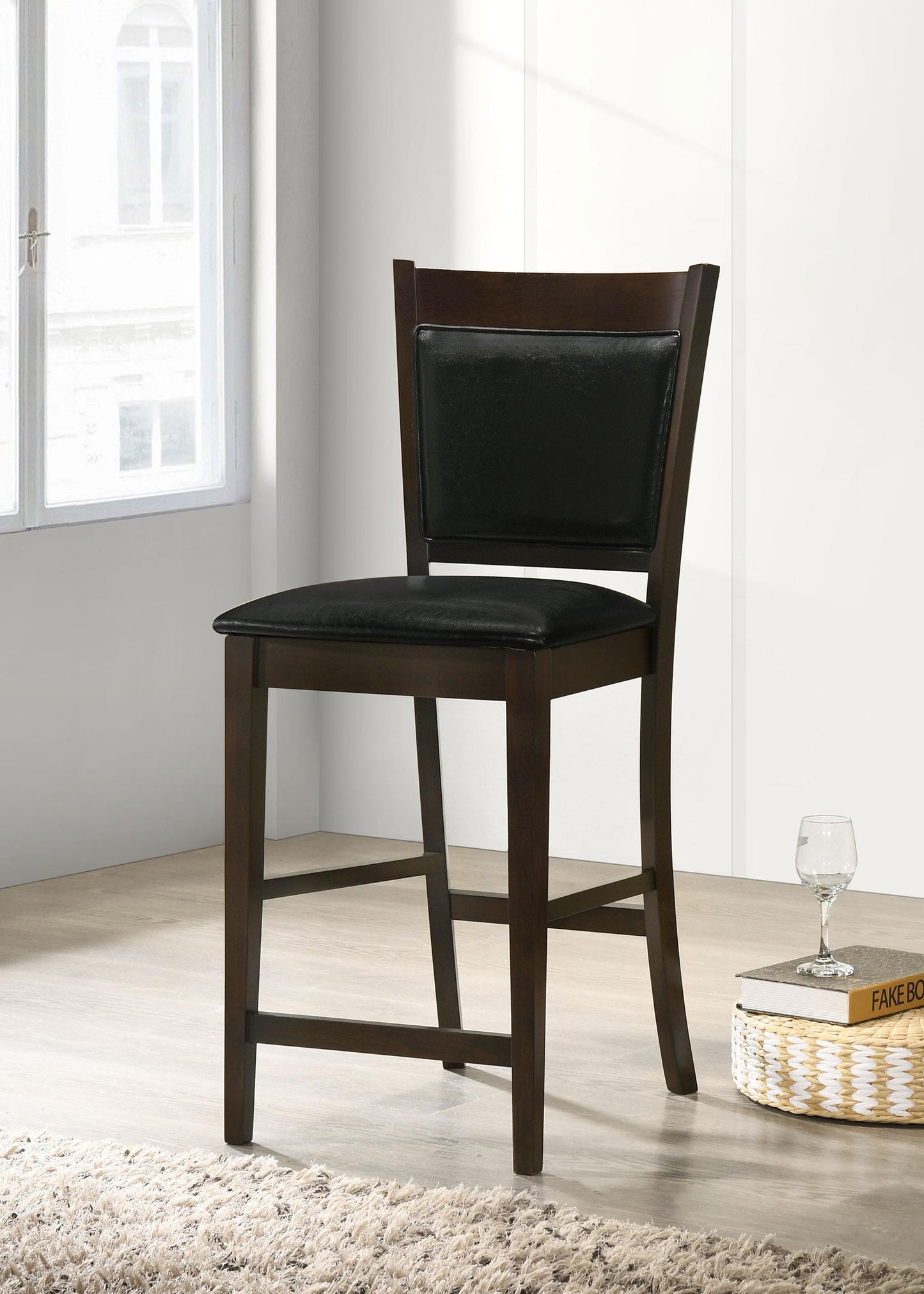Tabourets de bar rembourrés Jaden, noir et espresso (lot de 2)