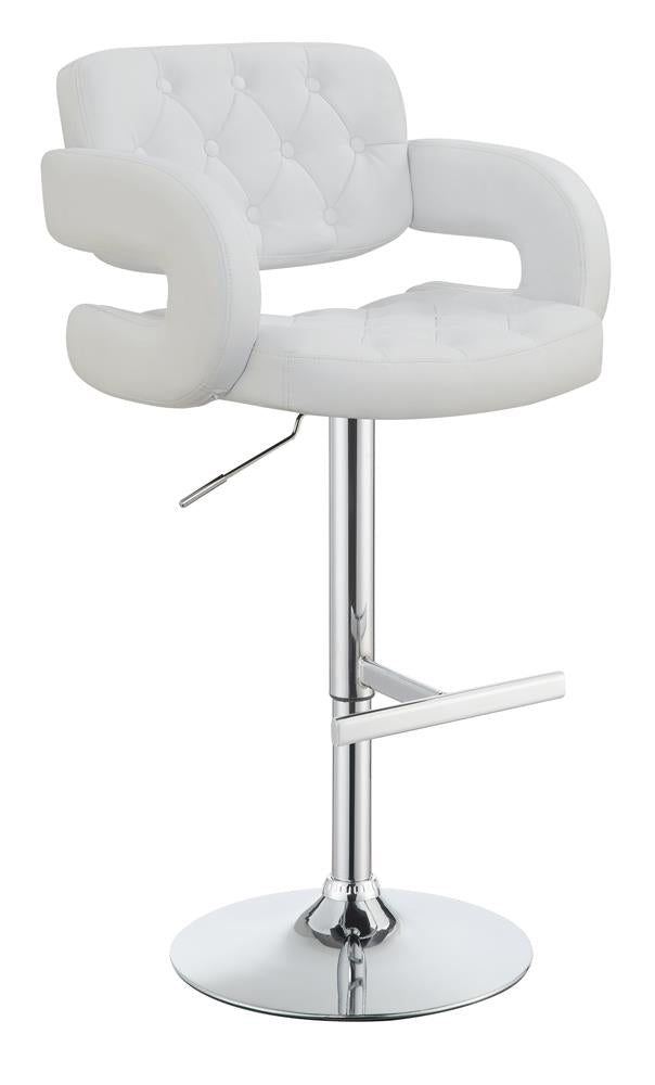 Tabouret de bar réglable Brandi, chrome et blanc