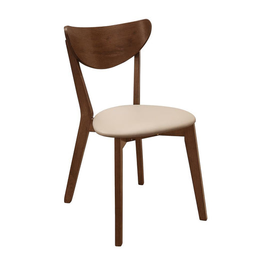 Chaises de salle à manger Kersey avec dossier incurvé, beige et châtaigne (lot de 2)