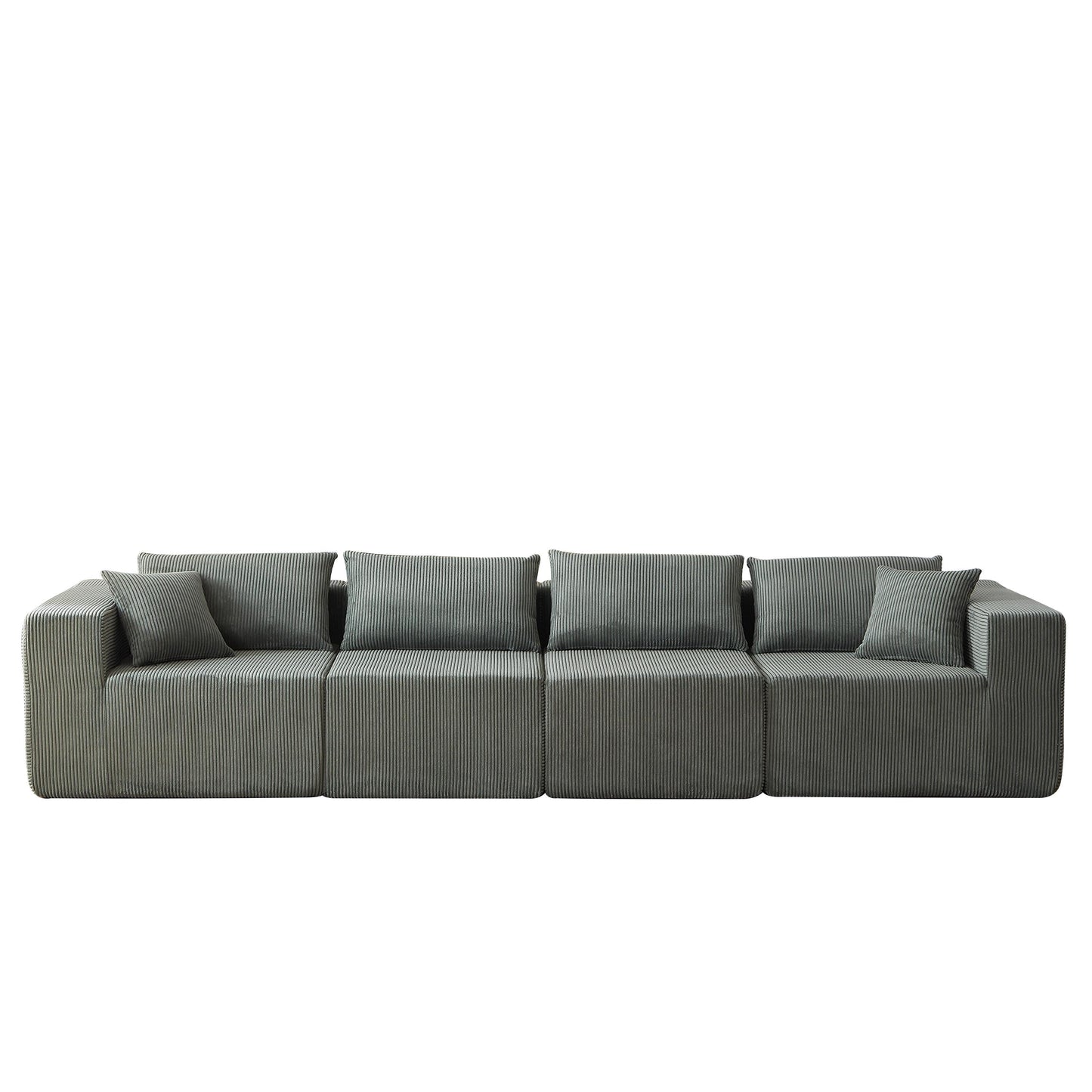 Canapé d'angle modulaire en cordouroy de 264 cm, ensemble de canapé de sol, canapé compressé rempli de mousse, combinaison libre de 4 pièces.