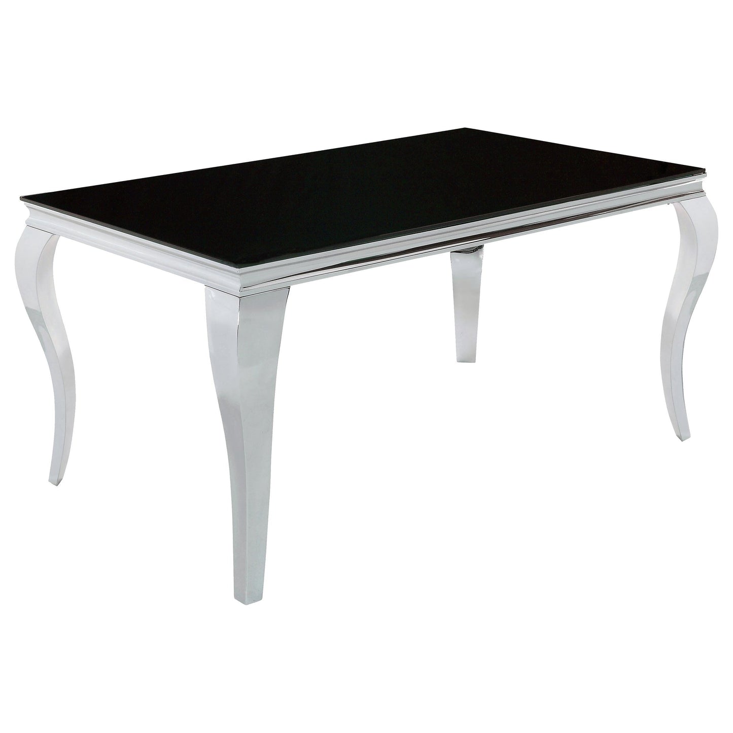 Table à manger rectangulaire Carone, chromée et noire