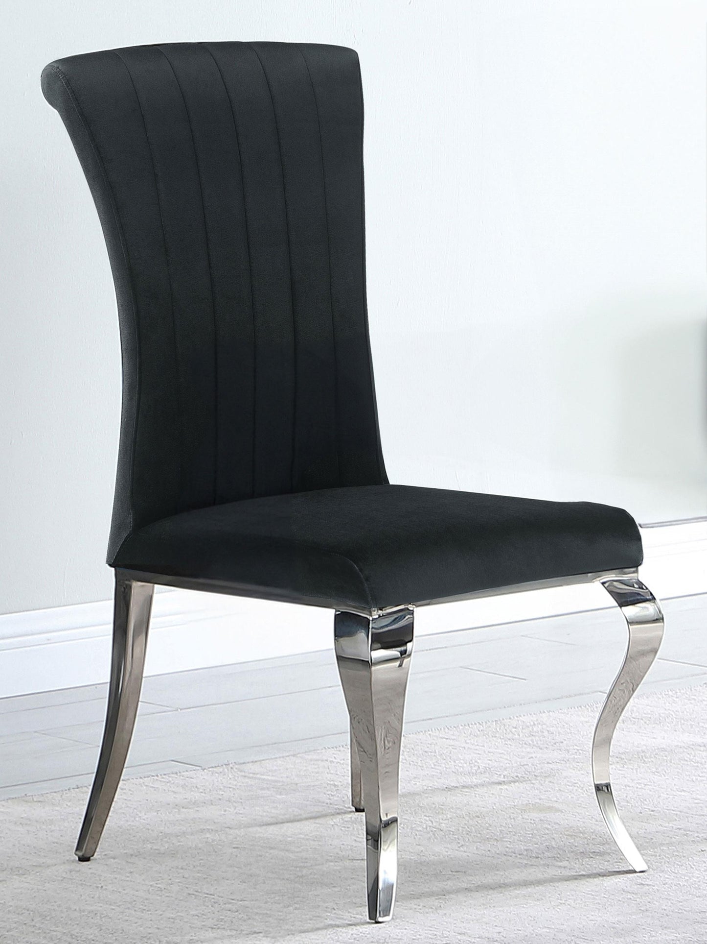 Chaises de salle à manger rembourrées Betty, noir et chrome (lot de 4)