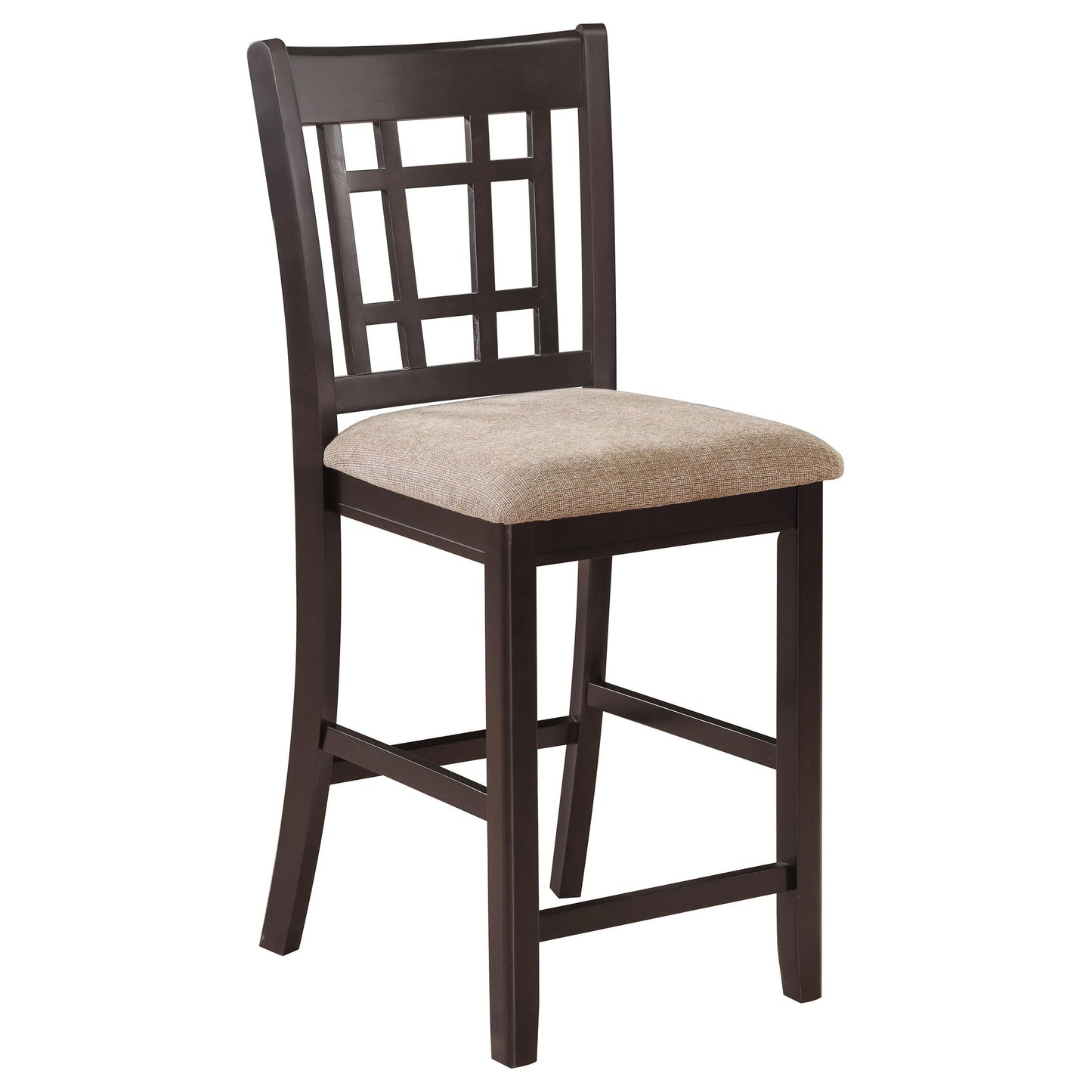Tabourets de bar Lavon avec dossier en treillis, couleur tan et espresso (lot de 2)