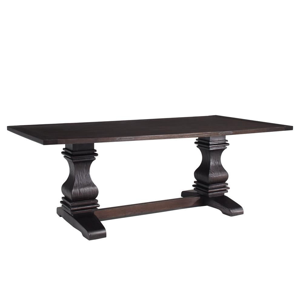 Table à manger Parkins à double pieds, couleur espresso rustique
