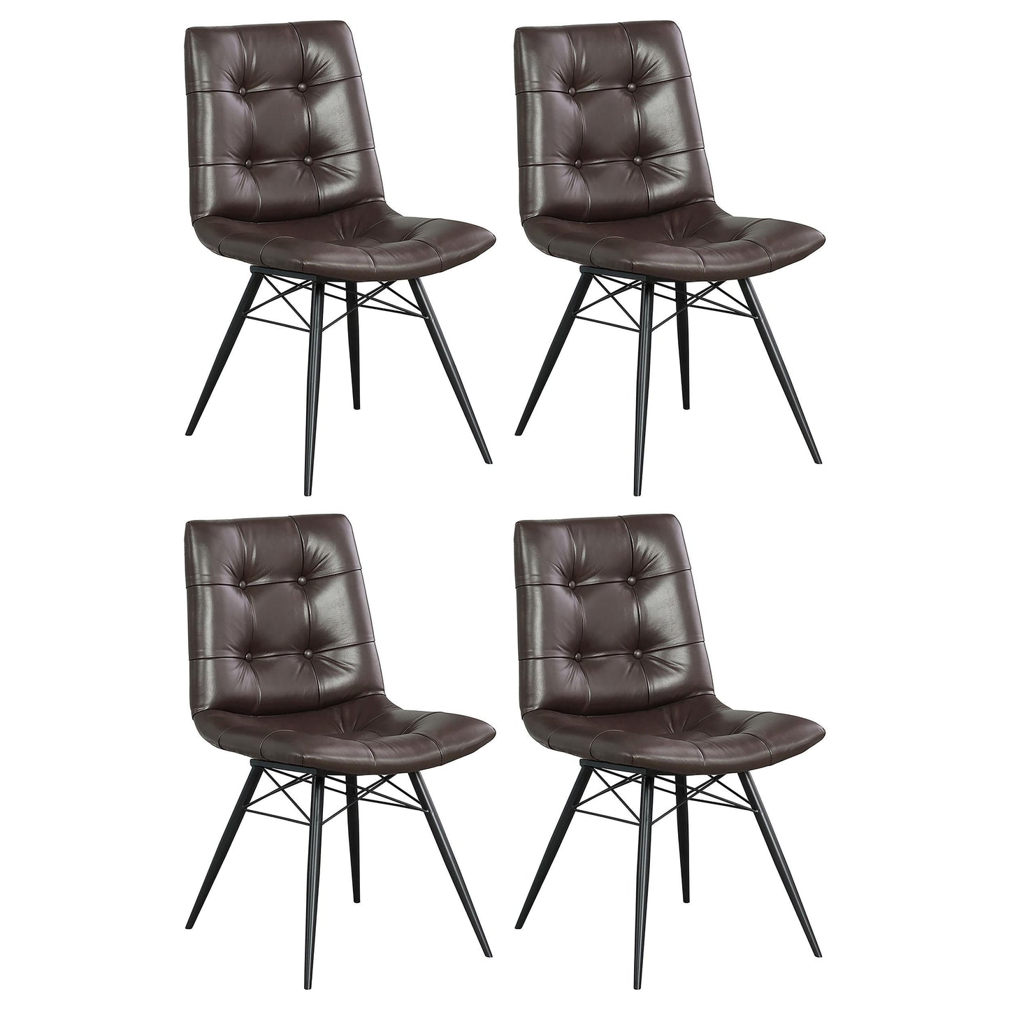 Aiken Fauteuils d'appoint capitonnés en tissu, marron (lot de 4)