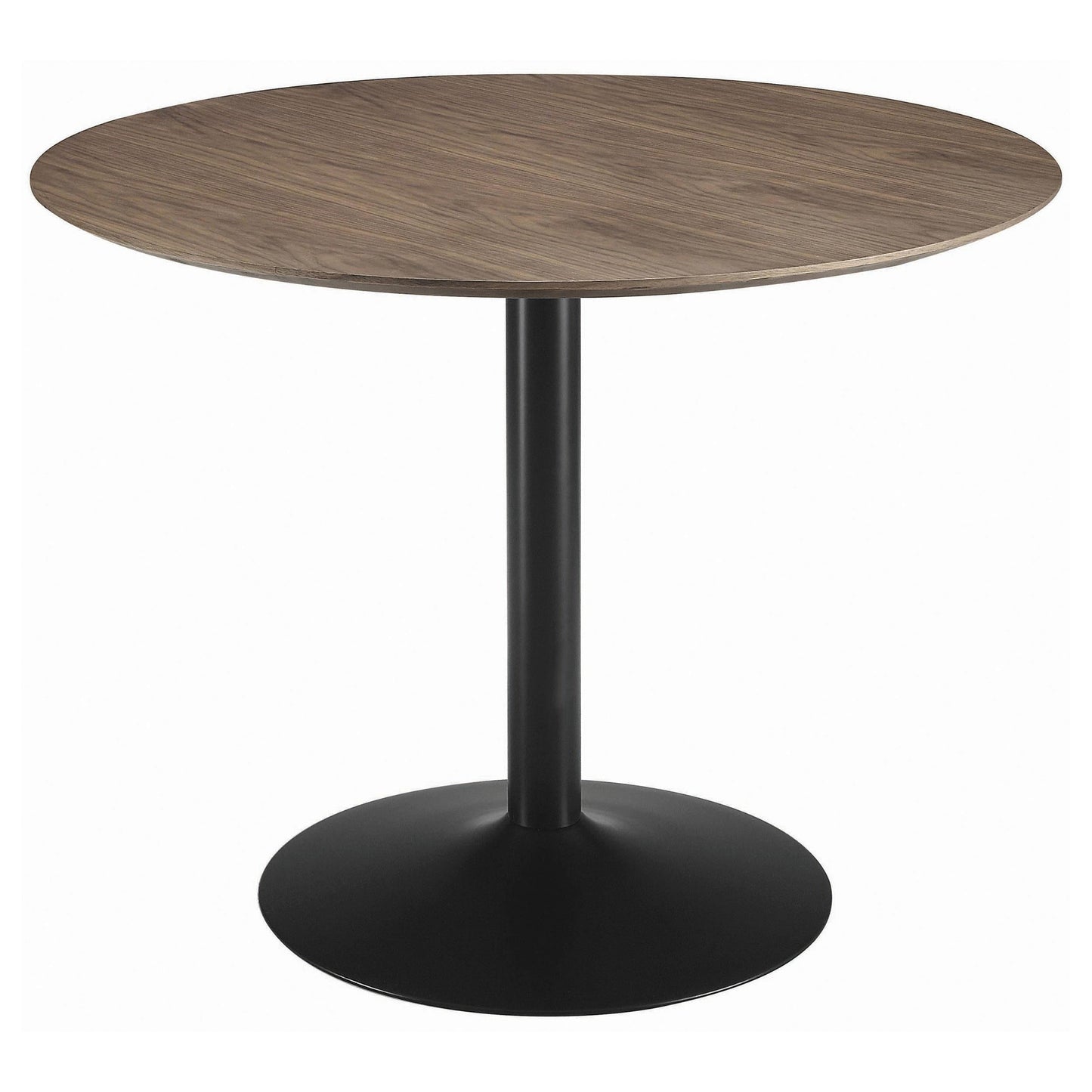 Table à manger ronde Cora, couleur noyer et noir