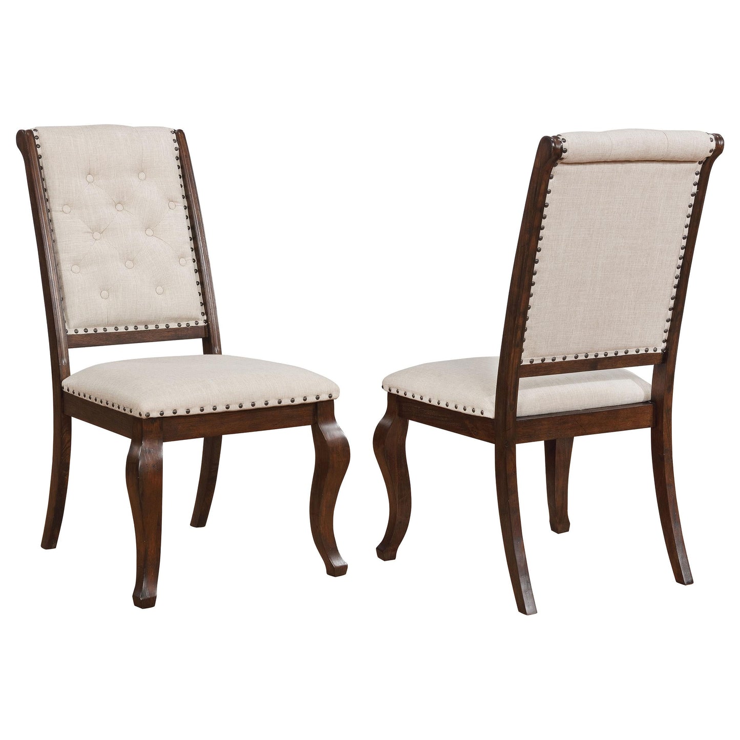 Chaises de salle à manger capitonnées Brockway, couleur crème et Java antique (lot de 2)