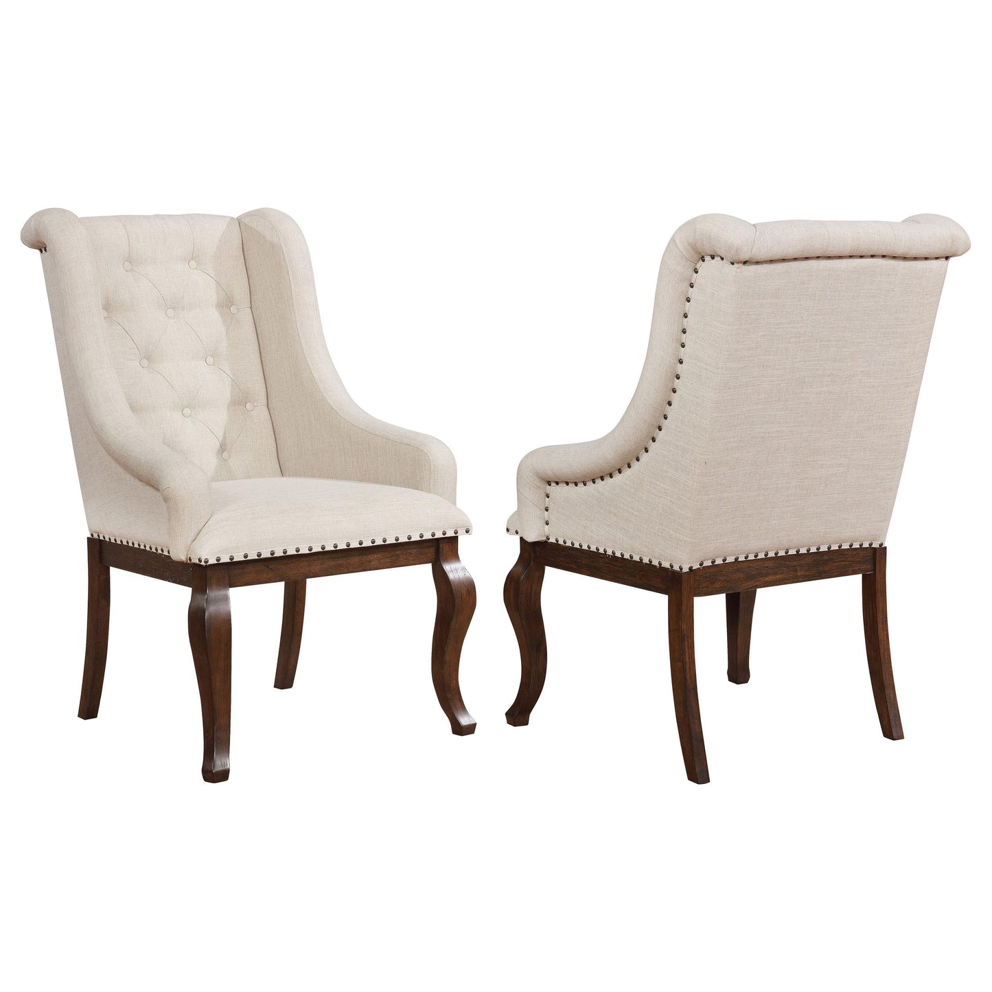 Fauteuils à accoudoirs capitonnés Brockway, crème et Java antique (lot de 2)