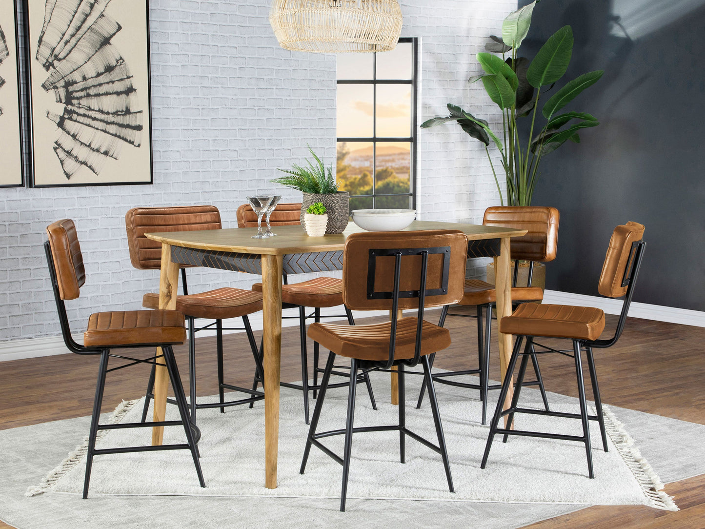 Ensemble de salle à manger 7 pièces de style comptoir Partridge