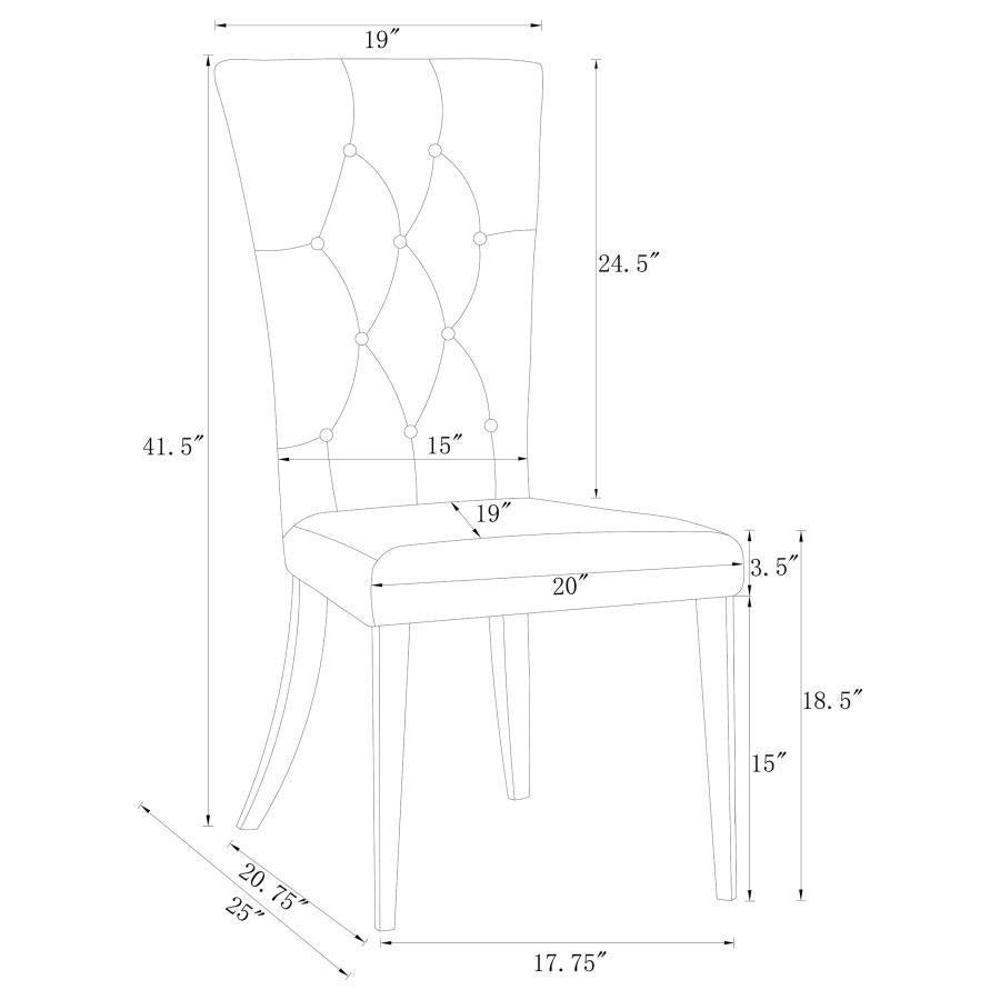 Chaise d'appoint rembourrée et capitonnée Kerwin (lot de 2)
