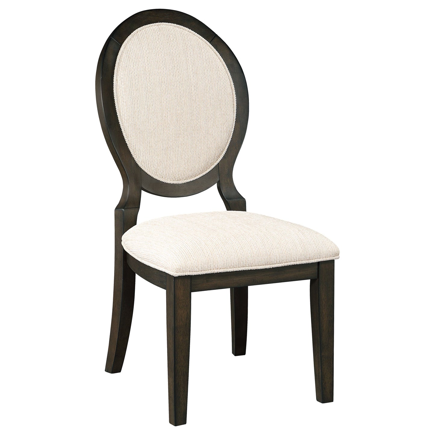 Chaises de salle à manger rembourrées Twyla avec dossier ovale, crème et cacao foncé (lot de 2)