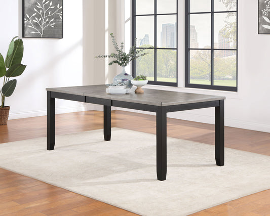 Table de salle à manger rectangulaire extensible Elodie, gris et noir
