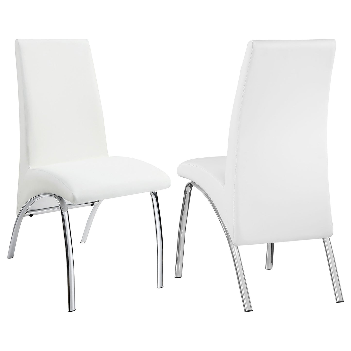 Chaises de salle à manger Bishop, assise et dossier rembourrés, blanc et chrome (lot de 2)