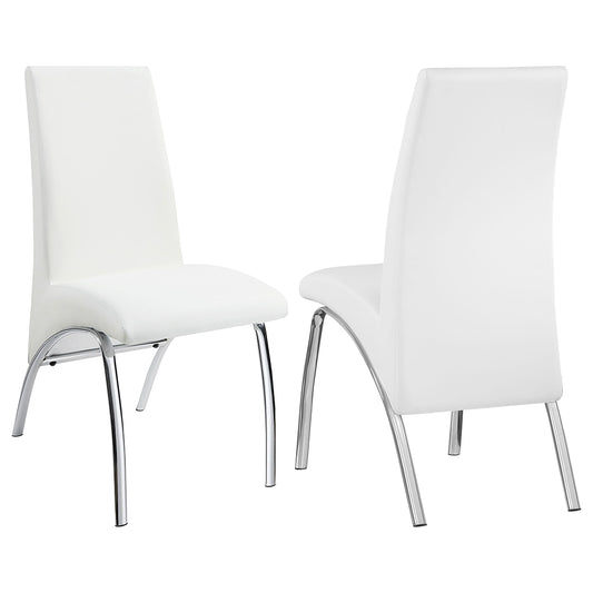 Chaises de salle à manger Bishop, assise et dossier rembourrés, blanc et chrome (lot de 2)