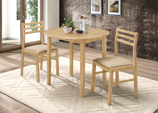 Ensemble de salle à manger Bucknell 3 pièces avec rallonge, naturel et beige.