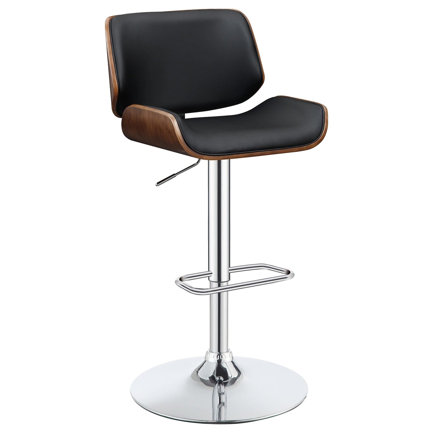 Tabouret de bar réglable rembourré Folsom, noir et chrome