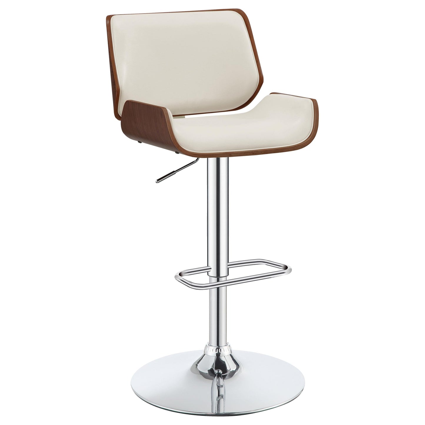 Tabouret de bar réglable et rembourré Folsom, couleur écru et chrome.