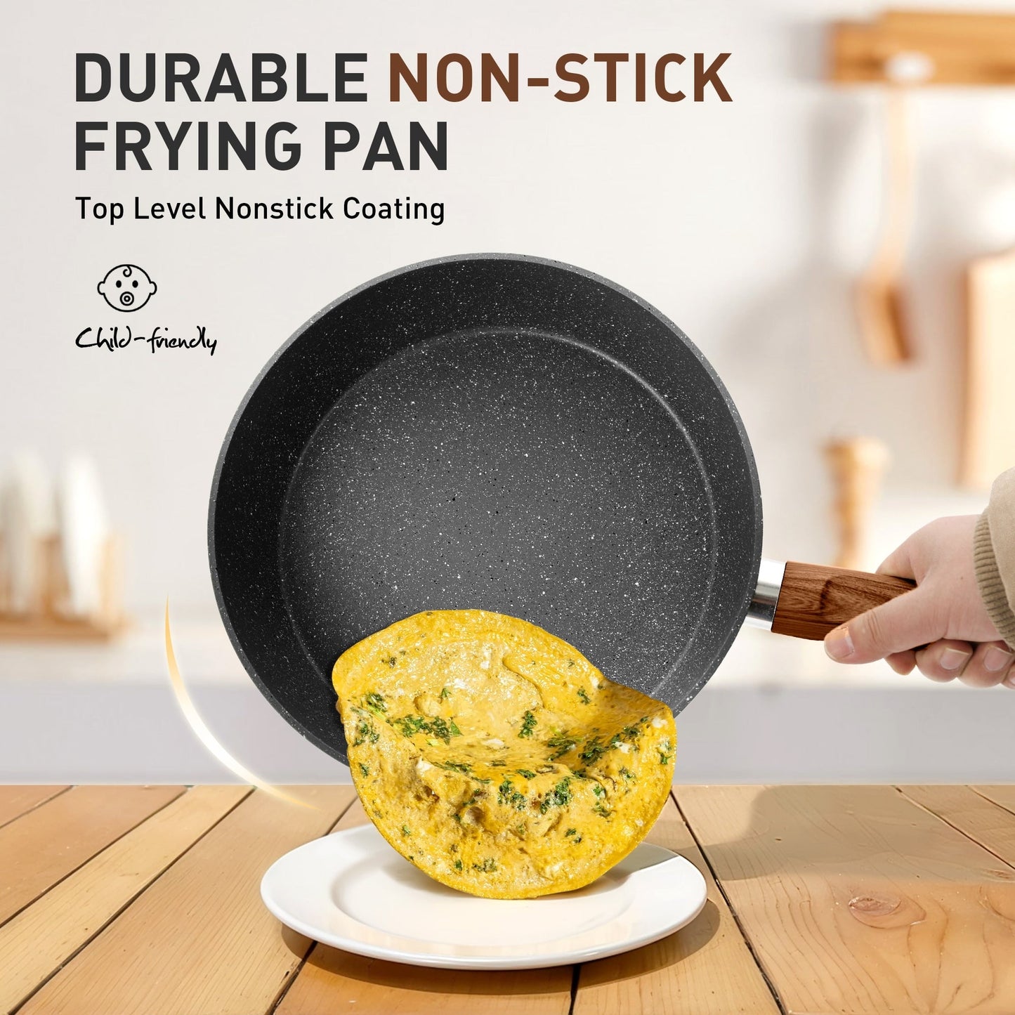 Ensemble de cuisine 17 pièces en granit, ensemble de casseroles et poêles antiadhésives