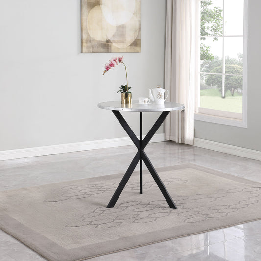 Table de bar ronde Kenzo avec plateau en métal, argent et noir sable