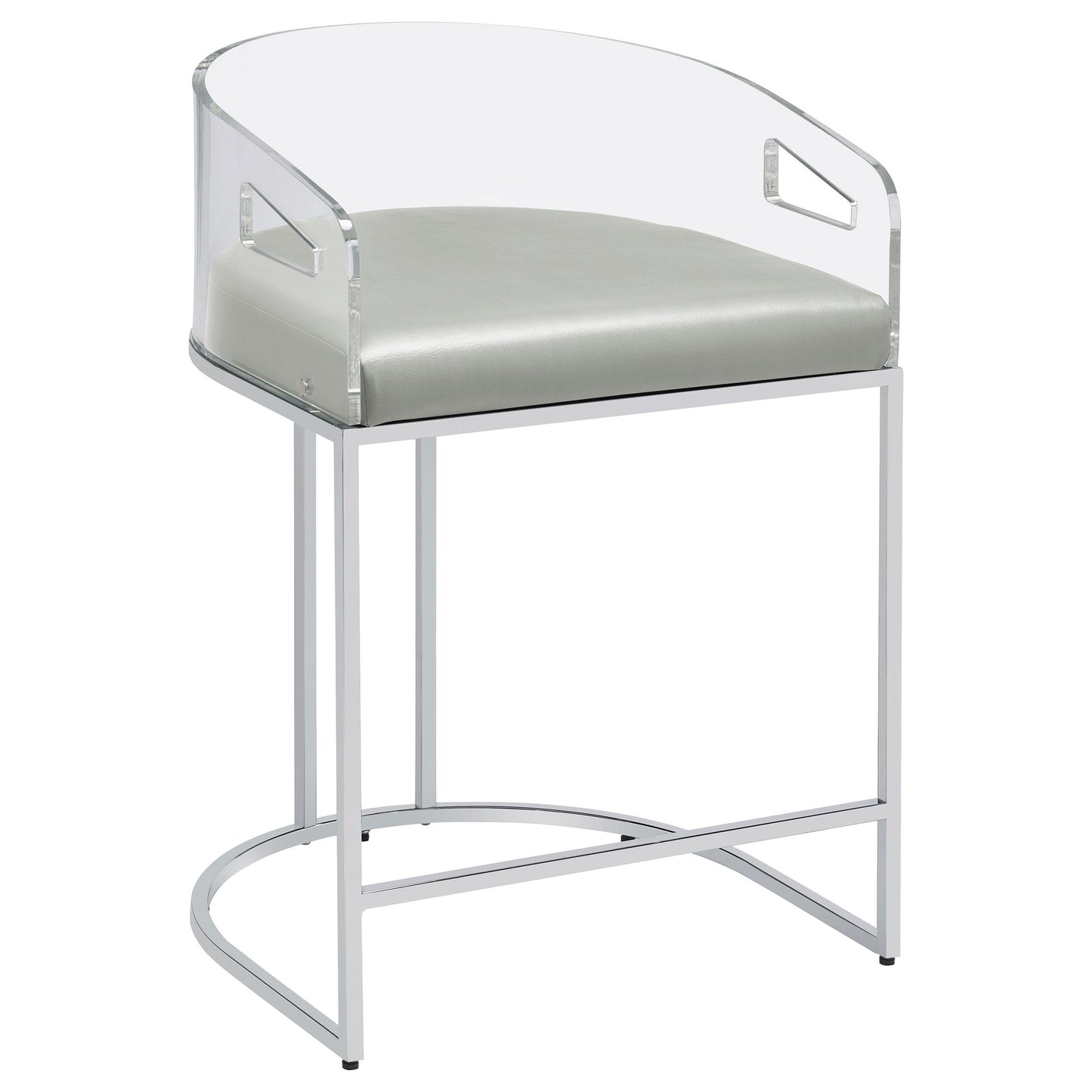 Thermosolis Tabourets de comptoir avec dossier en acrylique, gris et chrome (lot de 2)