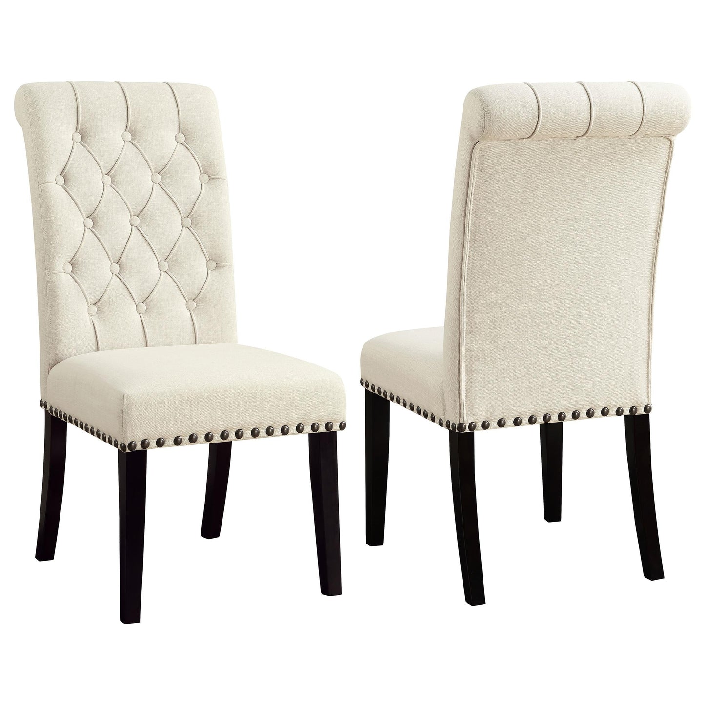 Chaises de salle à manger Alana avec dossier capitonné, revêtement en tissu, couleur beige (lot de 2)