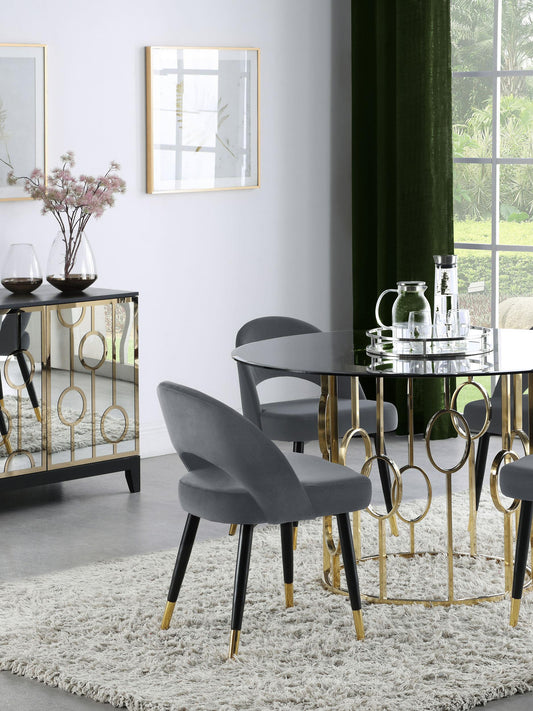 Chaises de salle à manger rembourrées avec dossier incurvé Lindsey, gris (lot de 2)