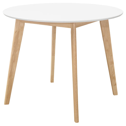 Table de salle à manger ronde Breckenridge, blanc mat et chêne naturel