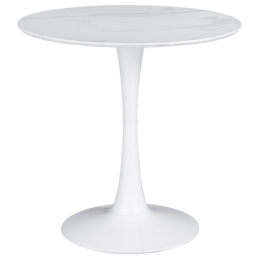 Table de salle à manger ronde sur pied Arkell de 76 cm (30 pouces) blanche