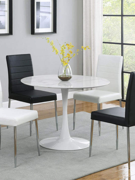 Table de salle à manger ronde sur pied Arkell de 40 pouces, blanche