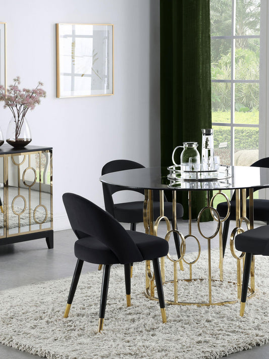Chaises de salle à manger rembourrées avec dossier incurvé Lindsey, noires (lot de 2)