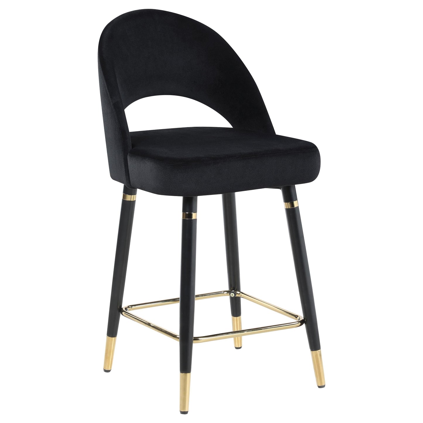 Tabourets de bar rembourrés à dossier incurvé Lindsey, hauteur standard, noir (lot de 2)