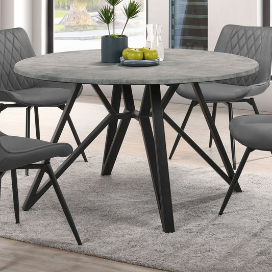 Table de salle à manger ronde Neil avec plateau en bois, béton et noir