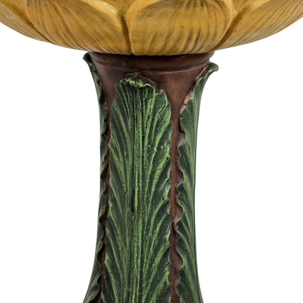 Baignoire à oiseaux en forme de tournesol pour extérieur - 62 cm - Baignoire à oiseaux en béton avec socle