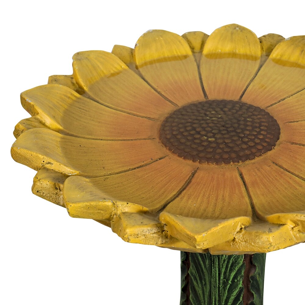 Baignoire à oiseaux en forme de tournesol pour extérieur - 62 cm - Baignoire à oiseaux en béton avec socle
