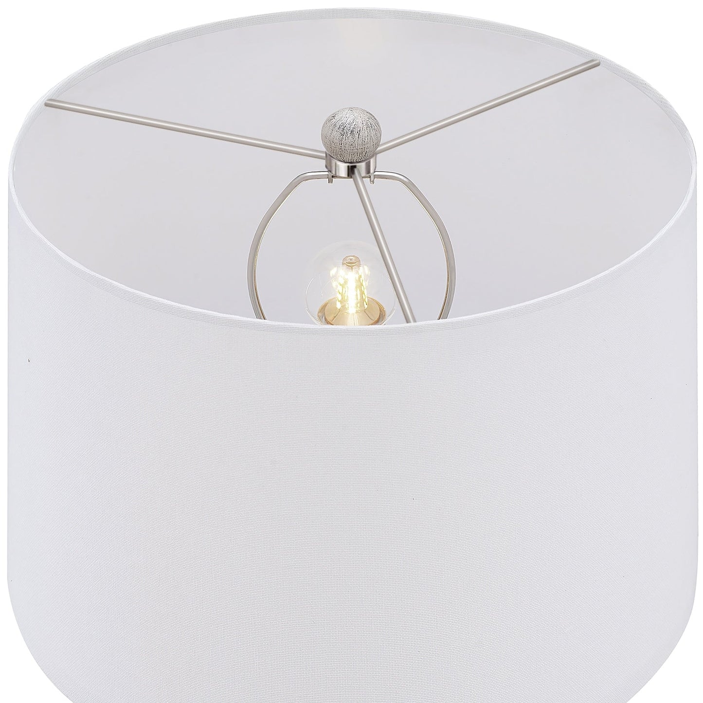 Lampe de table de style farmhouse de 62 cm (24,5 pouces) en beige lavé/doré avec abat-jour en lin blanc (lot de 2) - 62 cm (24,5 pouces) de hauteur