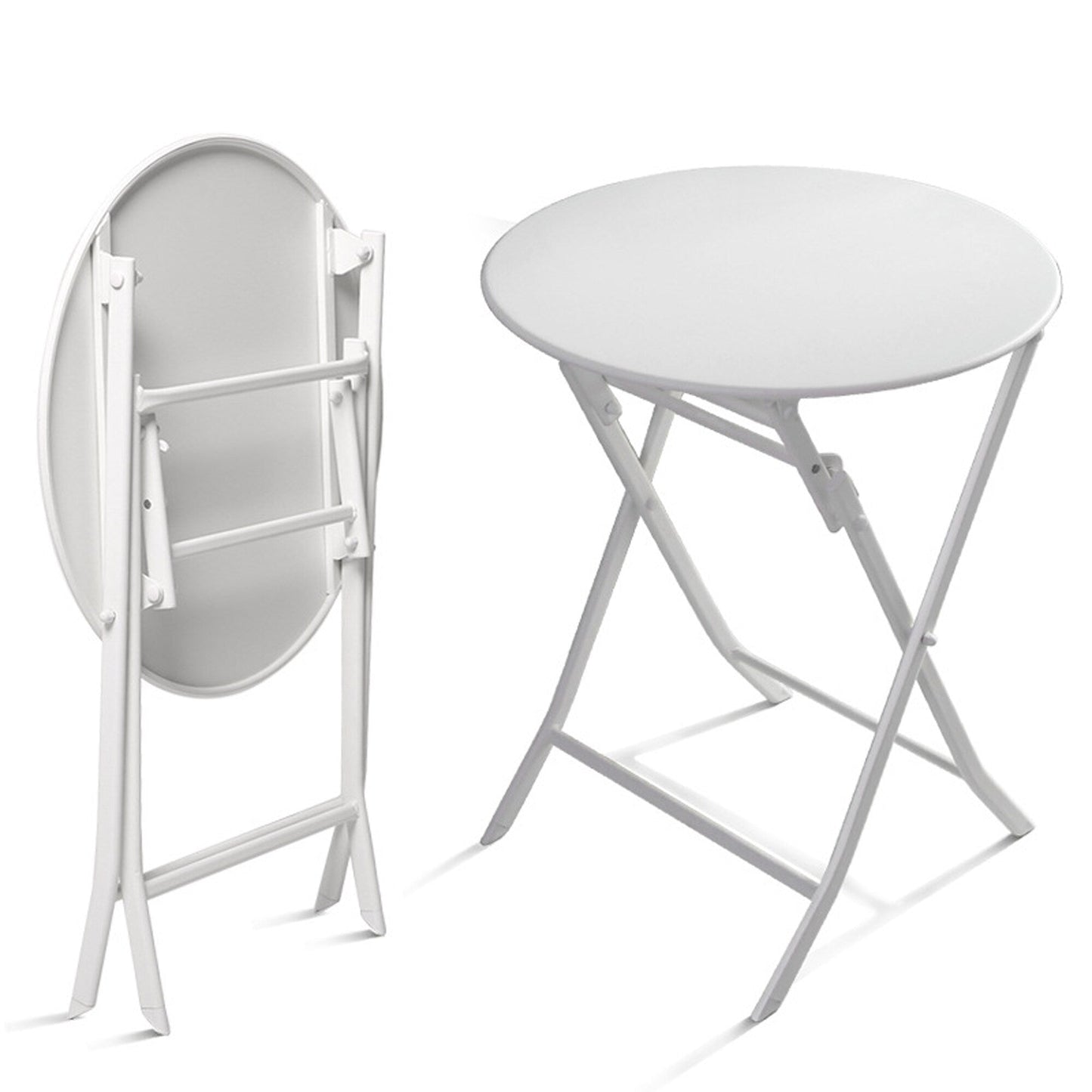 Ensemble de bistro de terrasse minimaliste 3 pièces, composé d'une table ronde et de chaises pliantes - Ensemble-de-bistro-de-terrasse-3-pieces
