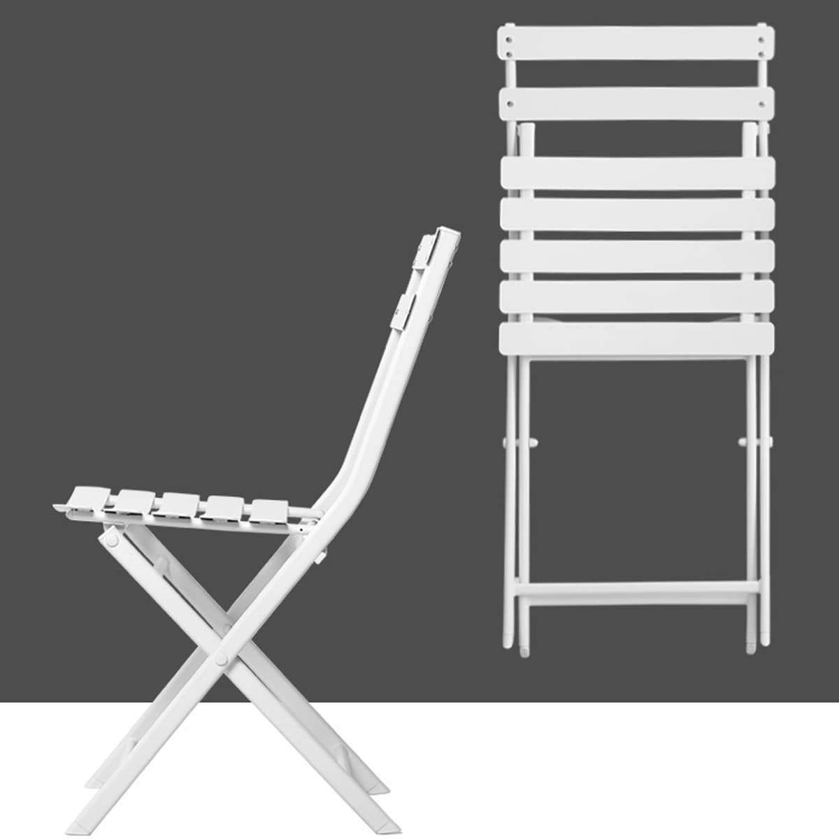 Ensemble de bistro de terrasse 3 pièces : table ronde et chaises pliantes