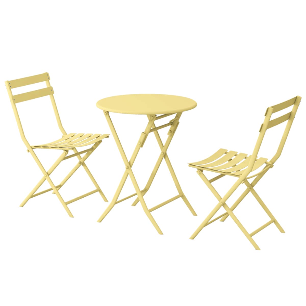 Ensemble de bistro de terrasse 3 pièces : table ronde et chaises pliantes