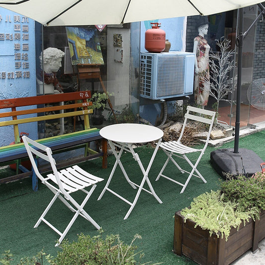 Ensemble de bistro de terrasse 3 pièces : table ronde et chaises pliantes