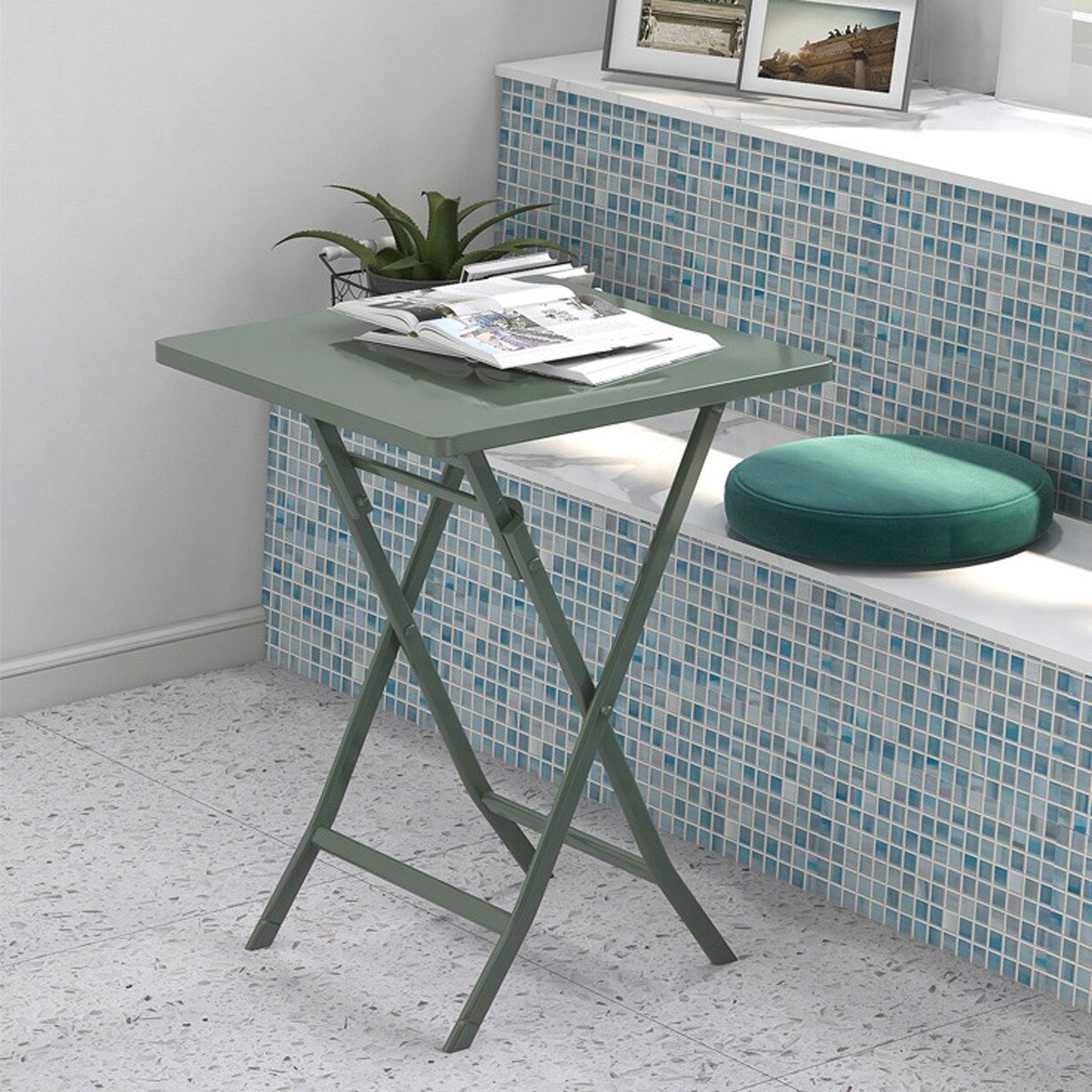 Ensemble de bistro minimaliste pour terrasse, 3 pièces, table carrée et chaises pliantes - 3 pièces