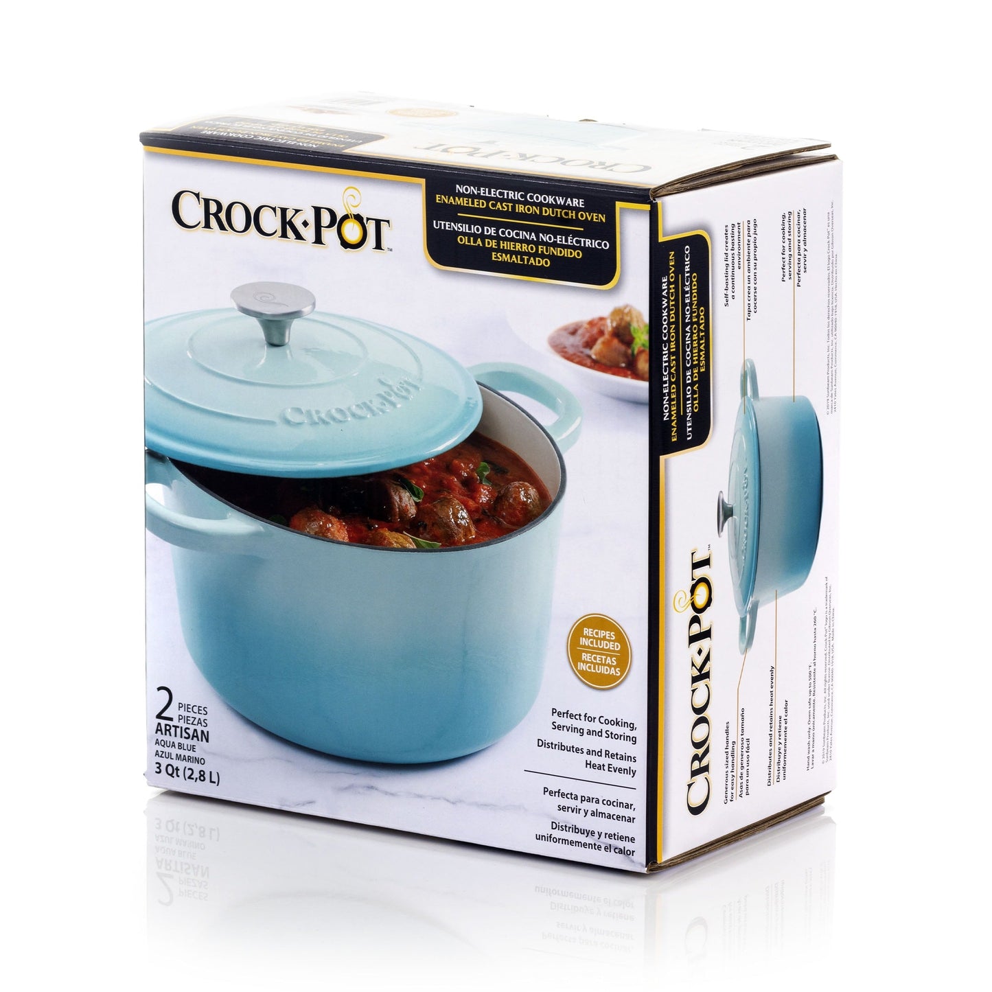 Casserole en fonte émaillée de 3 quarts de litre, couleur bleu sarcelle arctique
