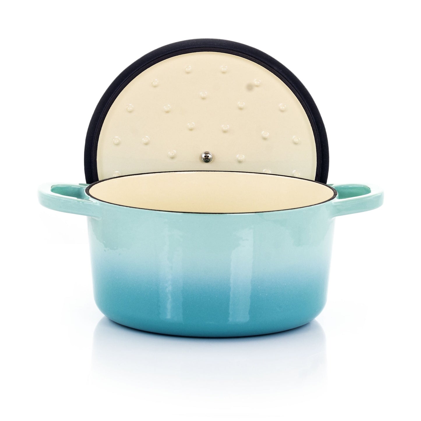 Casserole en fonte émaillée de 3 quarts de litre, couleur bleu sarcelle arctique