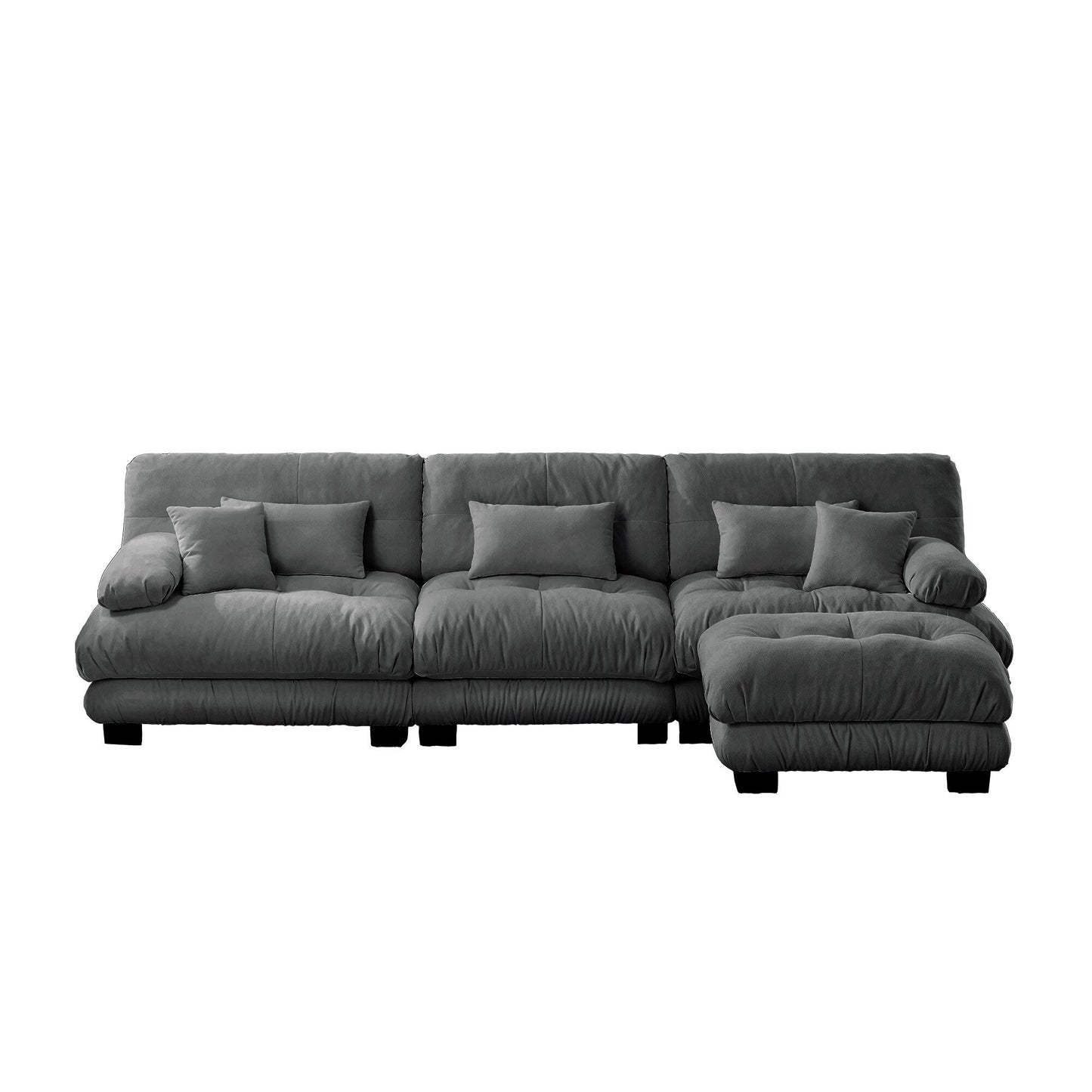 Canapé d'angle modulaire 3 places, canapé profond en forme de L, canapé nuage avec pouf convertible pour salon.
