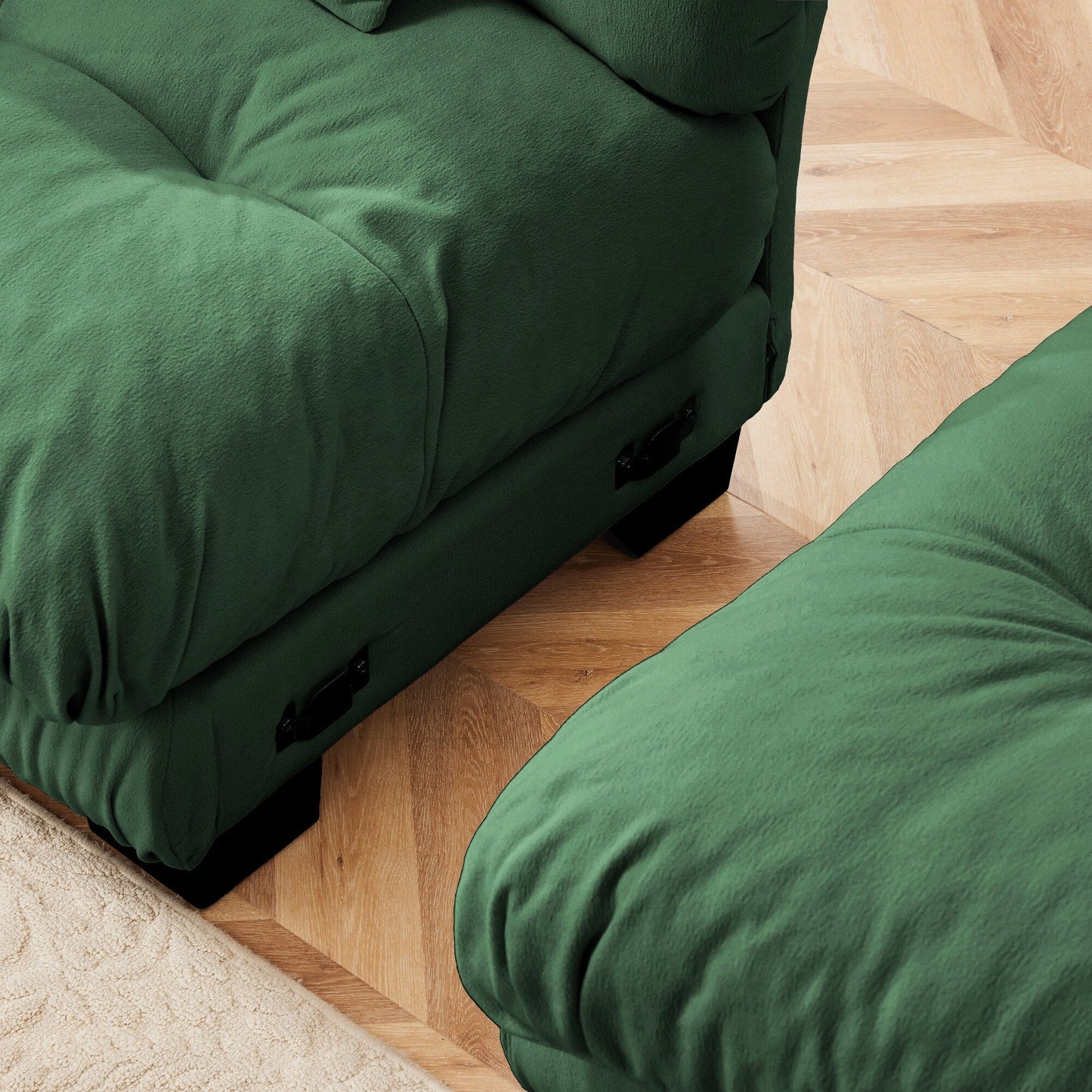 Canapé d'angle modulaire 3 places, canapé profond en forme de L, canapé nuage avec pouf convertible pour salon.