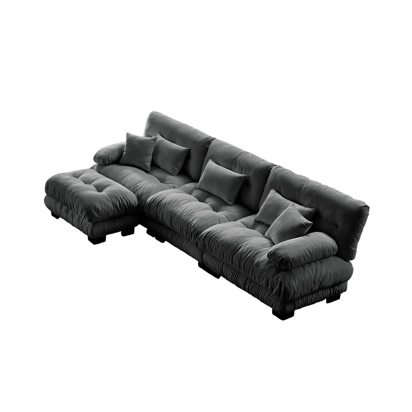 Canapé d'angle modulaire 3 places, canapé profond en forme de L, canapé nuage avec pouf convertible pour salon.