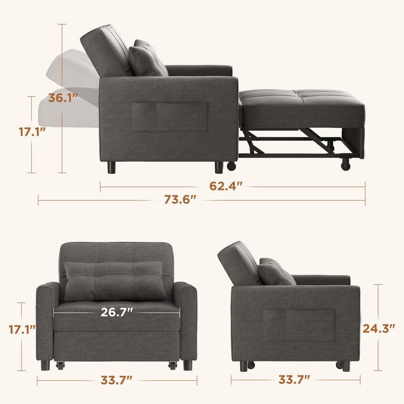 Canapé-lit convertible 3-en-1, canapé-lit escamotable, lit pliable pour salon.