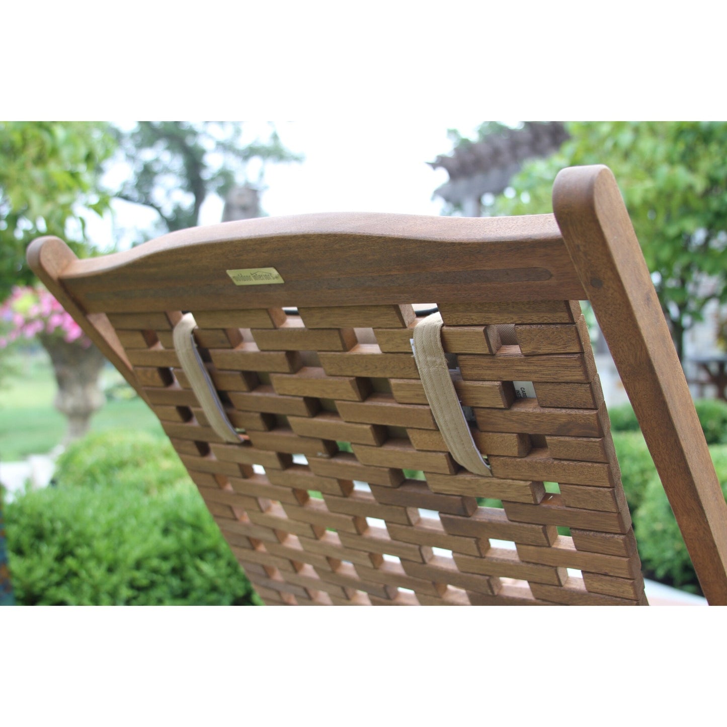 Ensemble de 3 pièces Eilaf, transat avec balançoire pliable en eucalyptus et table d'appoint